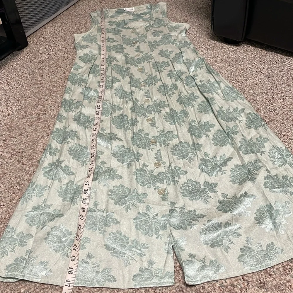 Vintage 90s satin flower on matte back maxi dress with button front - Picture 7 of 9